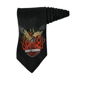 Ralph Marlin Harley Davidson Eagle In Flames 2000 Vintage Novelty Necktie